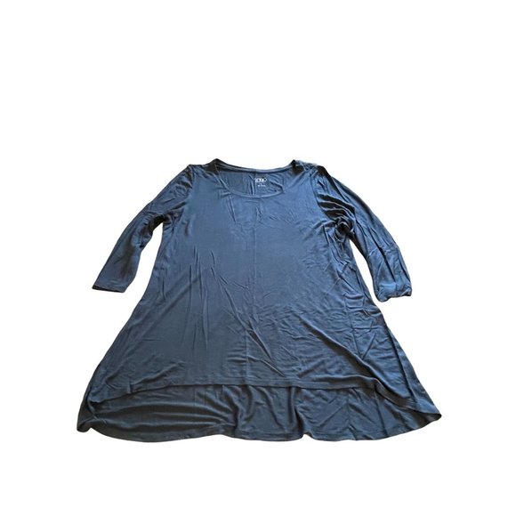 Logo Lori Goldstein High Low Hem Scoop Neck Top Tunic Size Large Rayon Spandex - Picture 3 of 7